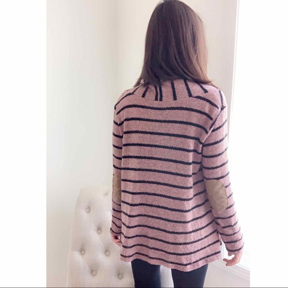 Striped and Suede Patch Cardigan - Picture 3 of 7